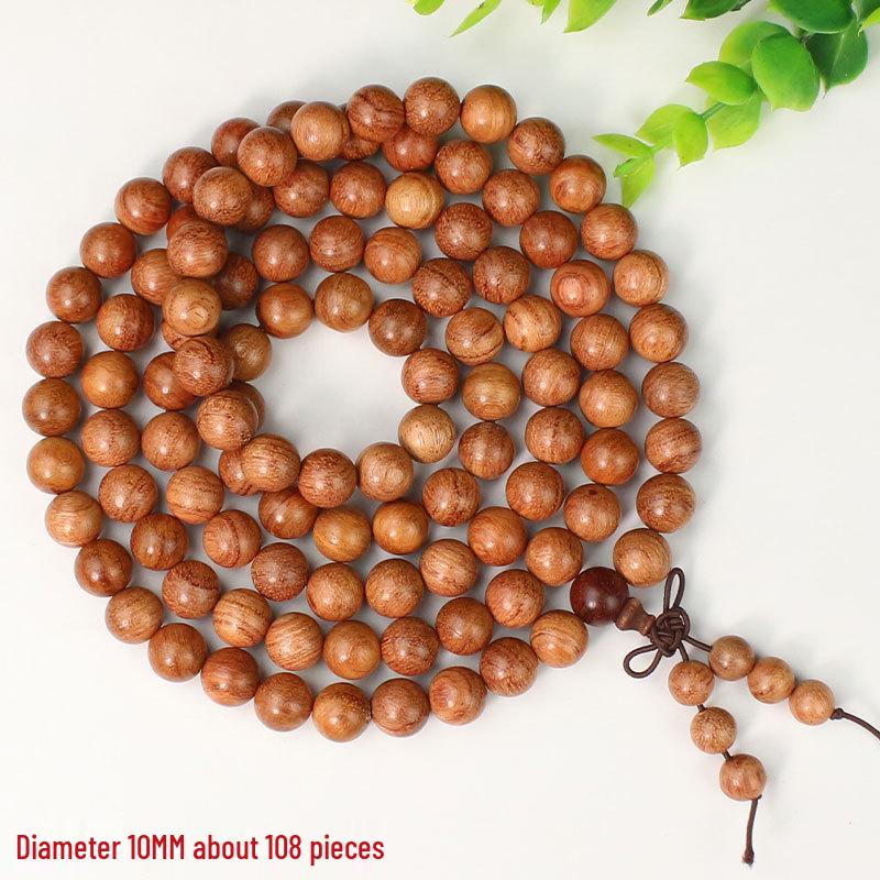 Burmese Rosewood 108-Bead Buddhist Rosary Bracelet In Red Sandalwood & Yellow Rosewood