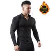Men's High-Neck Velvet Warm Fitness Suit for Autumn/Winter - PRO Tight-Fit Sportswear for Basketball, Running, and Training.