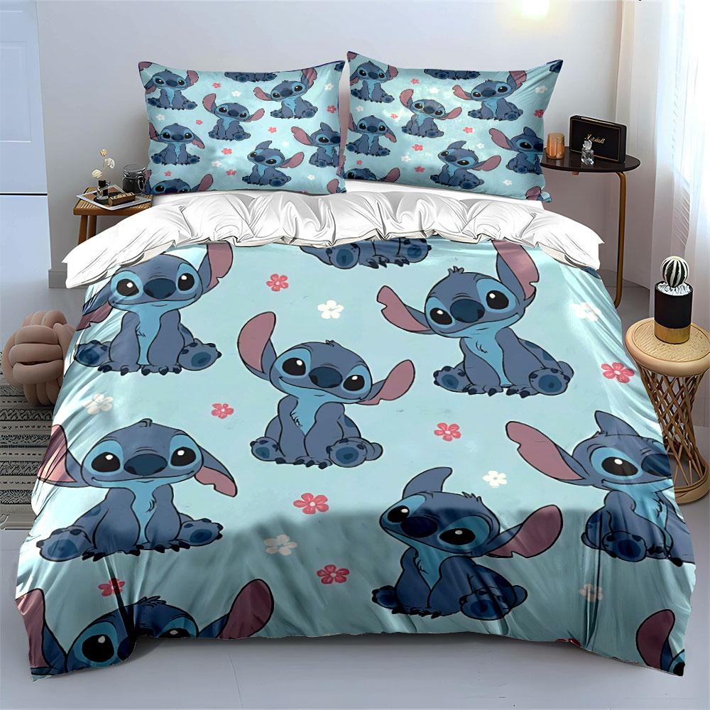 Cute Blue Cartoon Alien Print Bedding Duvet Cover Set Duvet Cover Pillowcases (1*Duvet Cover 2*Pillowcases, Without Duvet Insert)