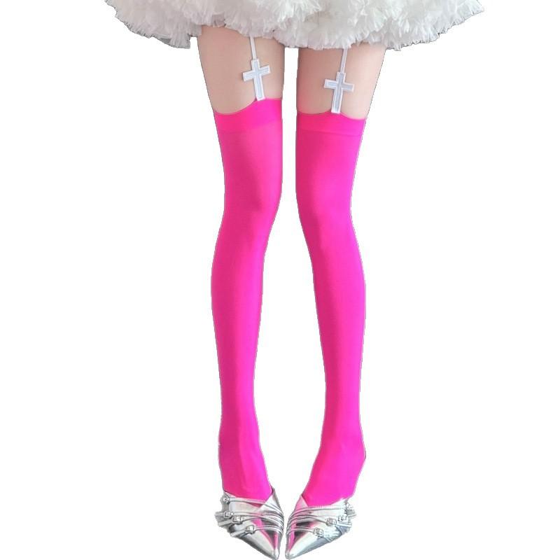 Candy Knee Socks Trend Internet Celebrity Japanese And Korean Long Socks Over Knee Socks Solid Color High Stockings Suspender Socks