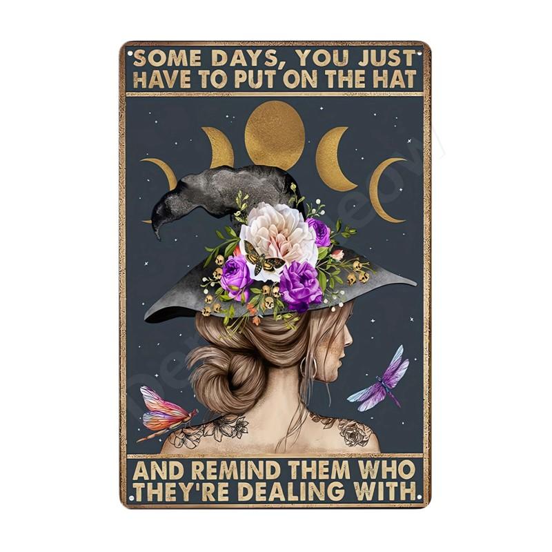 Inspirierende Sprüche auf Blechschildern, Retro-Wandkunst, Sei gut zu dir selbst, Vintage-Hippie-Mädchen, Poster für Zuhause, Garten