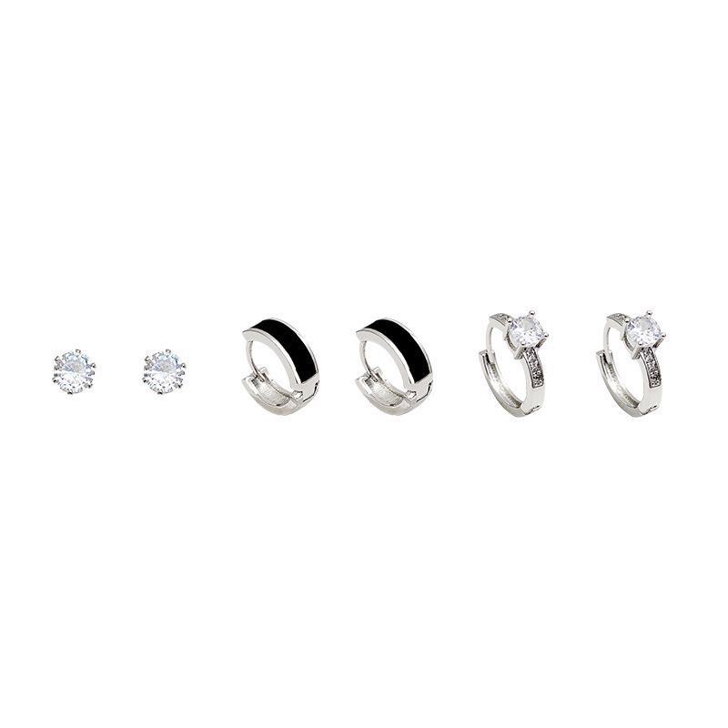 Elegant Zircon Hoop Ear Clip Earrings for Women - Korean Style Trendy Celebrity Jewelry Set