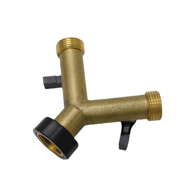 American Garden Double Way Ball Valve Garden Brass Ball Valve Y Valve Diverter Hose Tee Connector