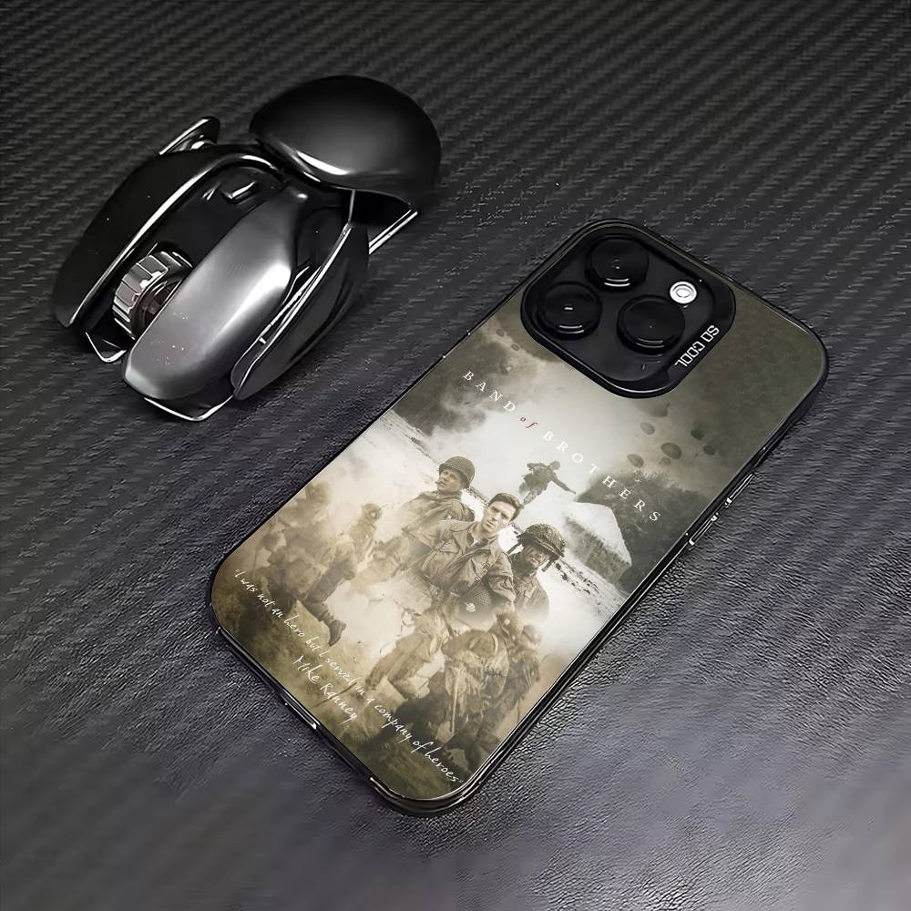 Band of Brothers Phone Case For iPhone17,16,15,14,13,12,11 Plus,Pro Max Colored Silver Plated Inside Cover