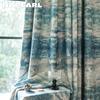 1PC Artistic Blue and White Blend Printed Curtains with 70% Blackout for Bedroom Living Room Home Decor
