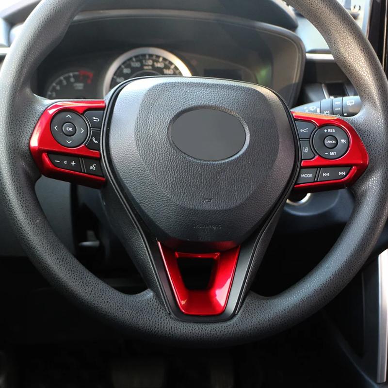 3Pcs/Set Steering Wheel Panel Button Switch Cover Sequins For Toyota RAV4 Corolla E210 Avalon 2019 -2023 Car Accessories