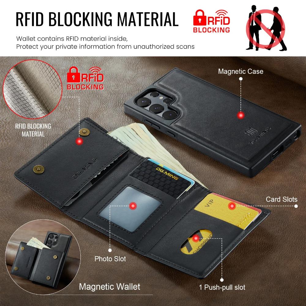 Luxury Magnetic Leather Phone Case for Samsung Galaxy S25 Ultra Edge S26 Plus S24 Fe S23 S22 S21 Detachable Card Bag Stand Cover