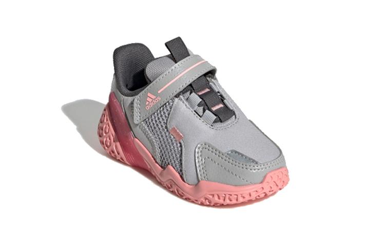 adidas 4Uture Rnr El I Slip Resistant Cushioning Abrasion Resistant Low Top Toddler Shoes Gray Pink Infant And Toddler FV2787