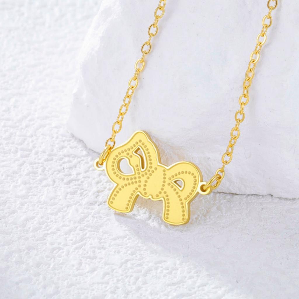 Romantic Bowknot Necklace Dainty Horse Pendant Necklace Cute Pony Necklace for Women Minimalist Animal Jewelry Gift for Her