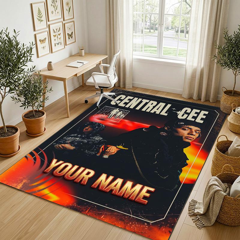 Personalized Crystal Velvet Carpet,Central Cee Custom Printed Name, Plush Area Rug For Home Indoor Decor