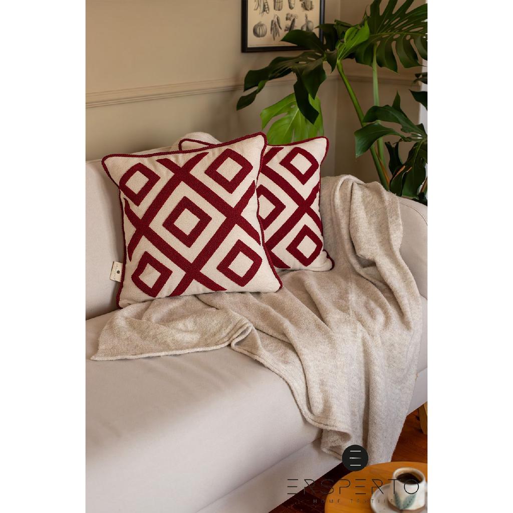 Housse de coussin décorative en lin 43 x 43 cm, lot de 2