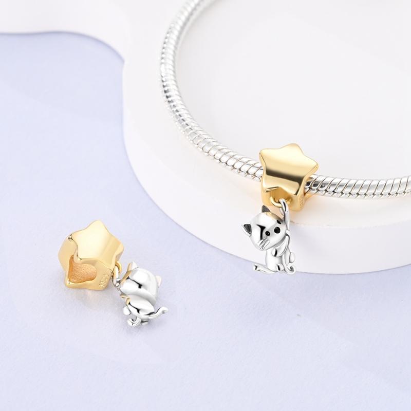 Cute Cat Shape Pendant Charm Beads Fits 3Mm Bracelets Bangle Necklace Women Copper Fine Jewelry Luxury Diy Party Festival Gifts