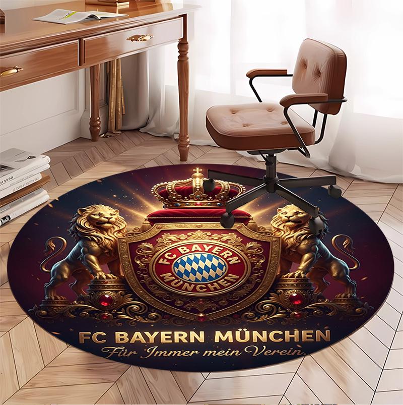 FC Bayern Pattern Round Rug, Indoor/Outdoor Mat, for Picnic, Gameroom, Bedroom, Office, Living Room, Home Decor Carpet, Birthday Gift