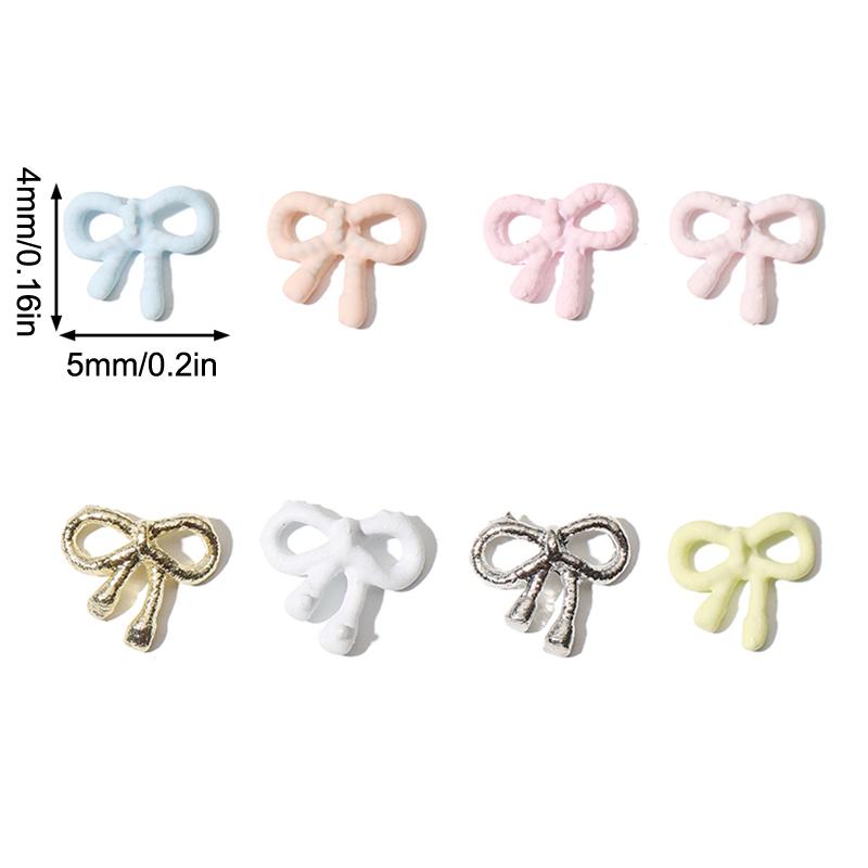 5Pcs Mini Bowkot Nail Charms Colorful 3D Alloy Cute Hallow Bow Nail Art Decorations Manicure Salon Diy Accessoriesgirls Gift