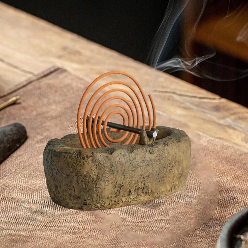 Resin Mosquito Coil Tray Imitation Stone Ash Catcher Home Decor Coil Holder  Meditation Space