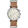Timex Tribute Men's College Weekender Chrono 40mm Quartz Leather Strap, Wisconsin Badgers