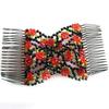 Women's Chic Stretch Rose Flower Bow Beaded Hair Comb Cuff Double Insert Clips