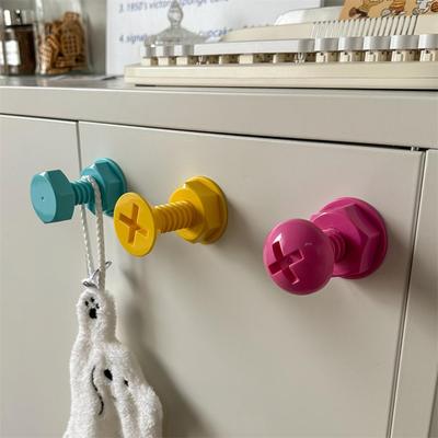 3Pcs/set Screws Adhesive Hooks Creative Hooks Wall Hooks Clothes Hooks Behind Doors Strong Adhesive No Punching Children's Cute Hooks