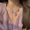 Y2K Heart Butterfly Přívěsek Choker náhrdelník Barevný korálkový řetízek klíční kosti pro ženy Dívka Punk Sladký estetický párty šperk