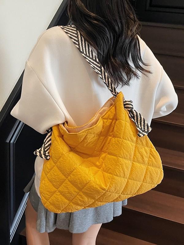 Damen Argyle Baumwollgepolsterte Tragetasche — Große Kapazität Herbst/Winter Schultertasche