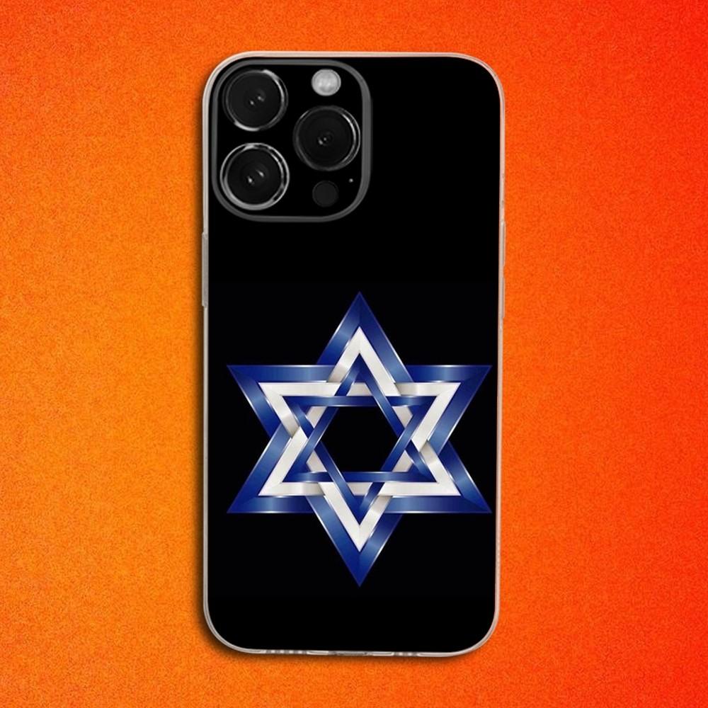 Star David I-Israel Flag Phone Case For iPhone 16,15,14,13,12,11 Plus,Pro,Max,XR,XS,X,Plus,SE,Mini Transparent Soft Cover