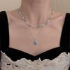 Colorful Sea Salt Blue Beaded Necklace - Multiple Styles for Layering, Perfect for Summer Beach Outings and Trendy Clavicle Chains