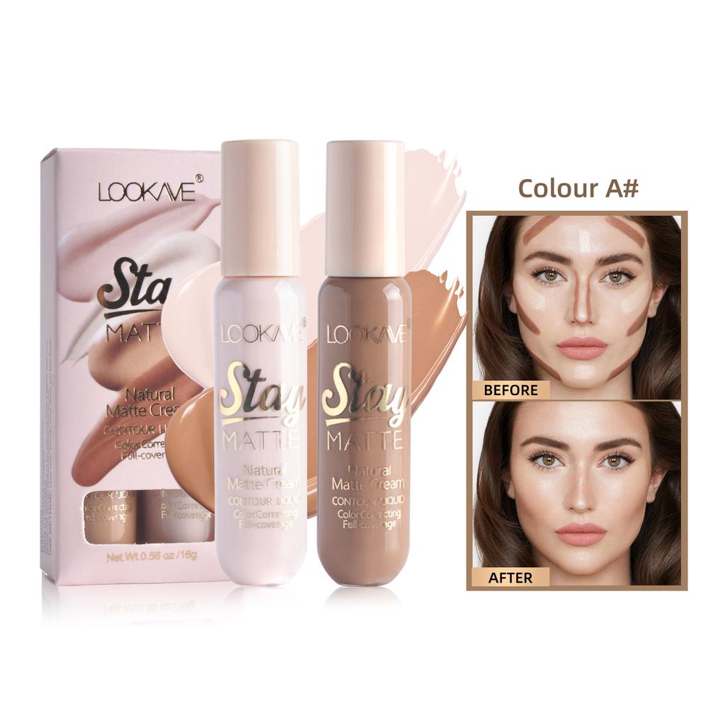2pcs Set Acne Marks Concealer Cover Up Spots Face Brighten Contour Shadow Makeup Liquid Concealer