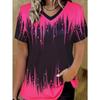 Women's T Shirt 3D Print Casual Short Sleeve V Neck Regular Tops Daily Print Summer Gradient Women Fashion Tees
