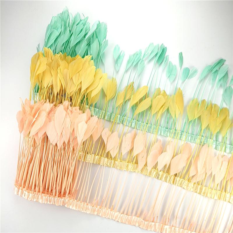 2Yards/Lot Stripped Coque Goose Feather Fringe Trimmings For Needlework And Handicrafts Wedding Decoration Carnival Accessories
