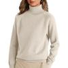 Damen Stehkragen Pullover Locker Dick Einfarbig Rollkragen Gestrickter Basis-Pullover