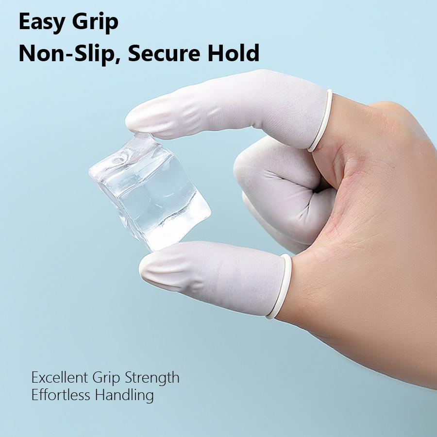 200Pcs White Rubber Finger Cots Hand Latex Gloves for Nail Salon, Medical Exam Dental Cleaning