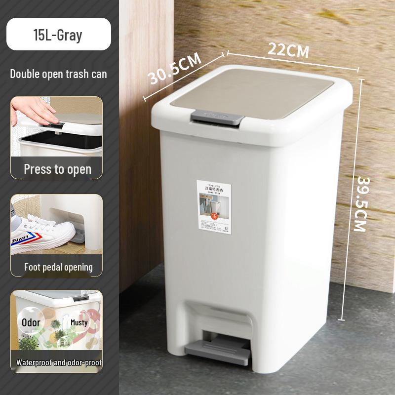 Large Foot-Operated Trash Can with Lid for Living Room