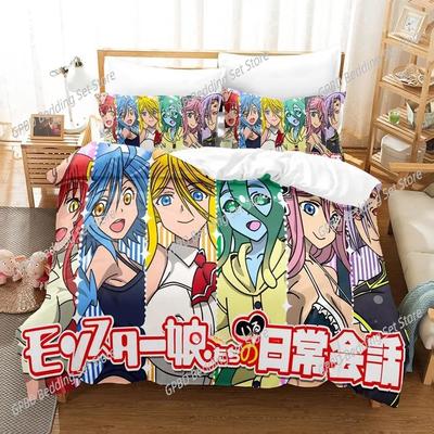 Monster Musume Alltag mit Monster-Mädchen Bettwäsche-Set Cartoon Anime Dreiteiliges Set Erwachsener Kind Schlafzimmer Bettbezug-Sets