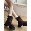 2025 Autumn and Winter New Niche Retro Thick-soled Pleated Trouser Tube Boots Heightened Short Boots Versatile Casual Martin Boots