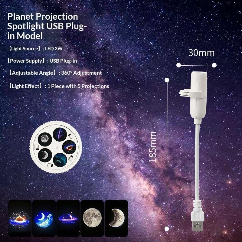 Usb Powered Galaxy Projector Multi Planet Patterns Flexible Neck For Bedroom Romantic Night Use