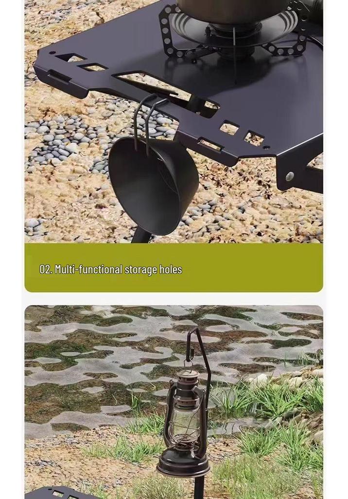 Lightweight Portable Outdoor Folding Camping Table - Tactical Multi-functional IGT Tea & Picnic Table for Field Cooking.