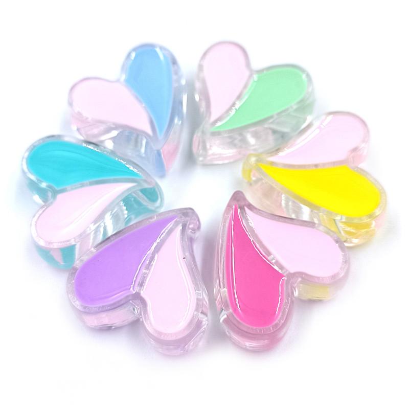 

4 шт. 24 мм акриловые бусины в форме сердца vDrop Oil Clear Pointed Бусины DIY Браслет Цепочка для мобильного телефона Аксессуары разноцветный