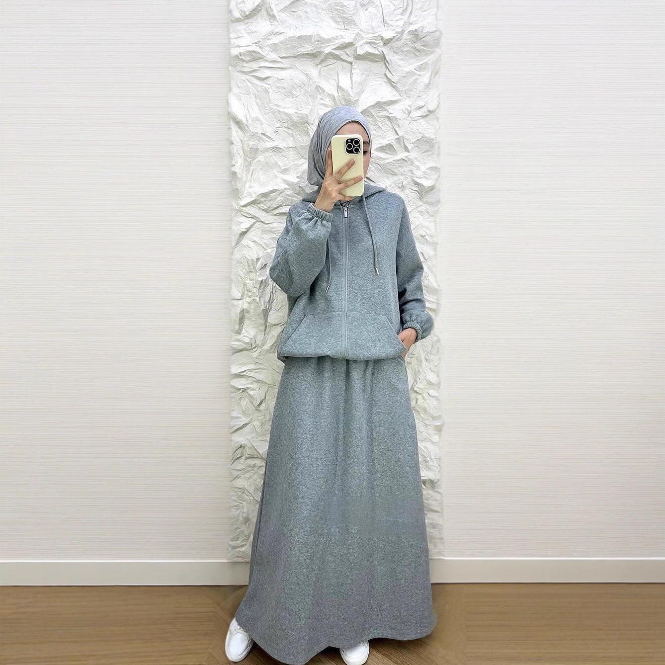 

2025 Осень Женский Комплект из Двух Предметов: Толстовка без Рукавов с Капюшоном и Брюки L шифер серый