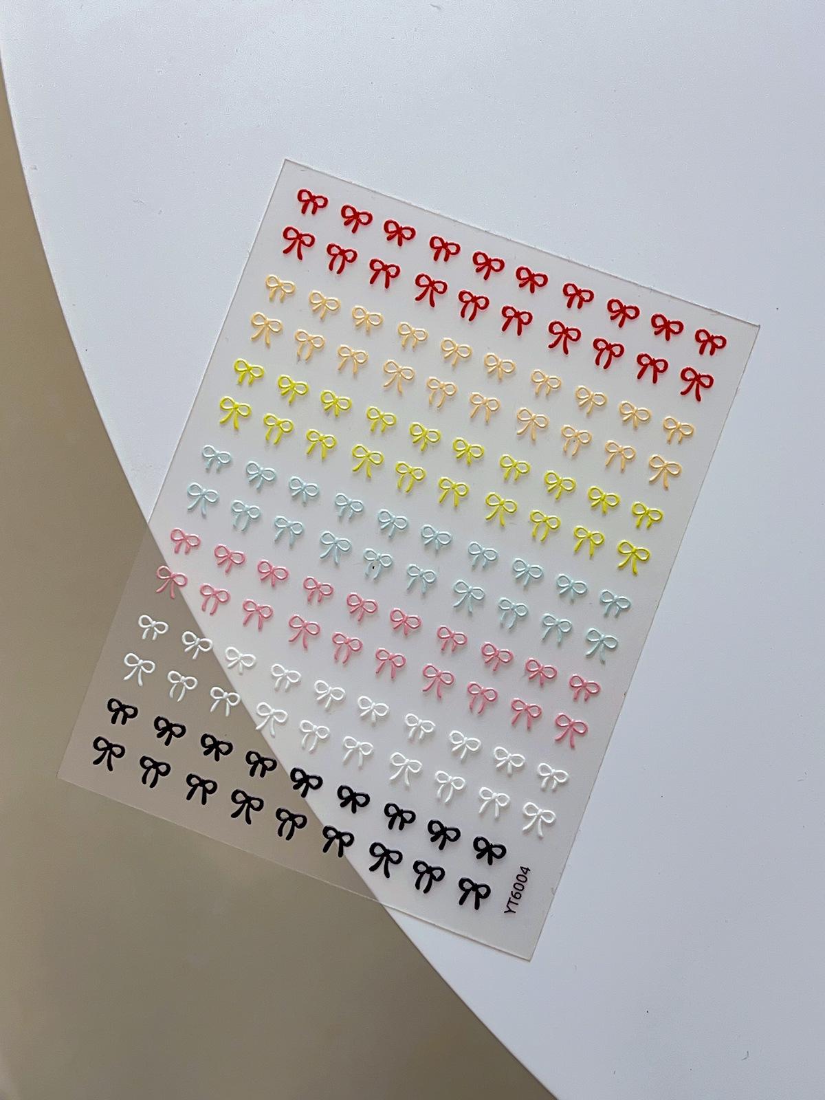 Adhesive Bow Nail Stickers: Gold, Silver, Red, Black & White Embossed Designs
