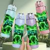 1PC Green Lightning Energy Square Print 750ml Color Plastic Sports Water Bottle Leakproof Flip Straw Lid Suitable for Sports Office Home Use