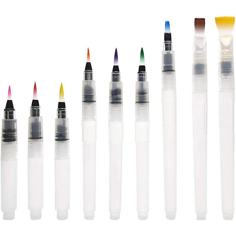3/7pcs Watercolor Brush Pens Water Storage Function Painting Brushes For Watercolor Art Craft Supplies Artist Accessories