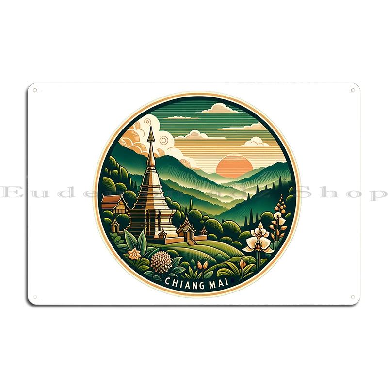 

Vintage Chiang Mai Travel Poster Minimalist Retro Design For World Explorers Metal Sign Cinema Chiang rai Tin Sign Poster 20x30cm