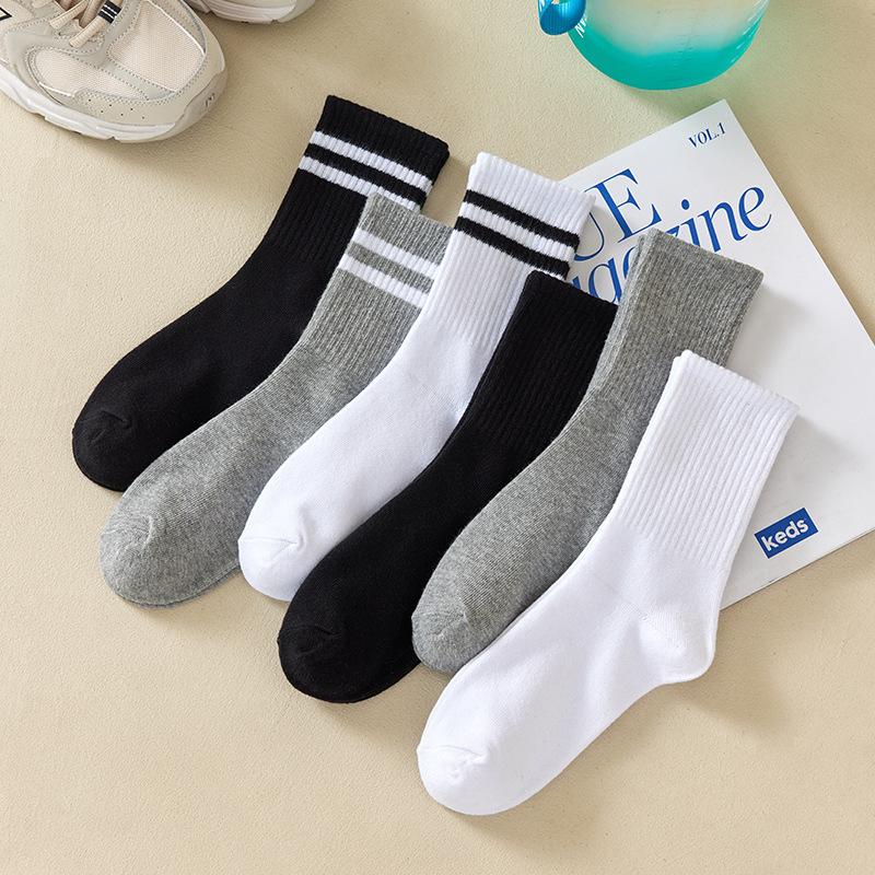 Unisex High Tube Striped Socks - Spring to Autumn Styles, Solid Colors, Trendy College Vibe