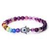 6mm 7 Chakra Beads Bracelets Lucky Evil Eye Hand Of Fatima Women Men Natural Lava Stone Agates Bracelet & Bangle Prayer Jewelry