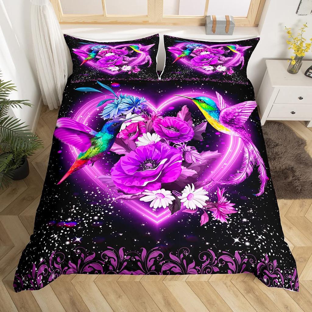 Boho Mandala Duvet Cover Collection Hummingbird Bedding Collection Microfiber Farmhouse Cute Birds Comforter Cover Queen For Kids Boys Girls