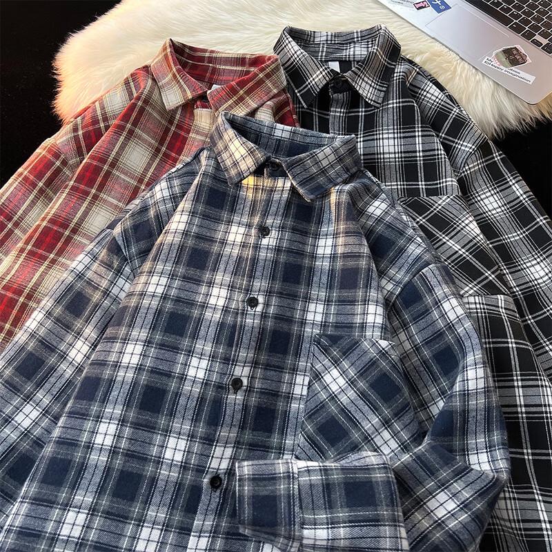 SWAMP AREA Men's Retro Plaid Long Sleeve Shirt Jacket