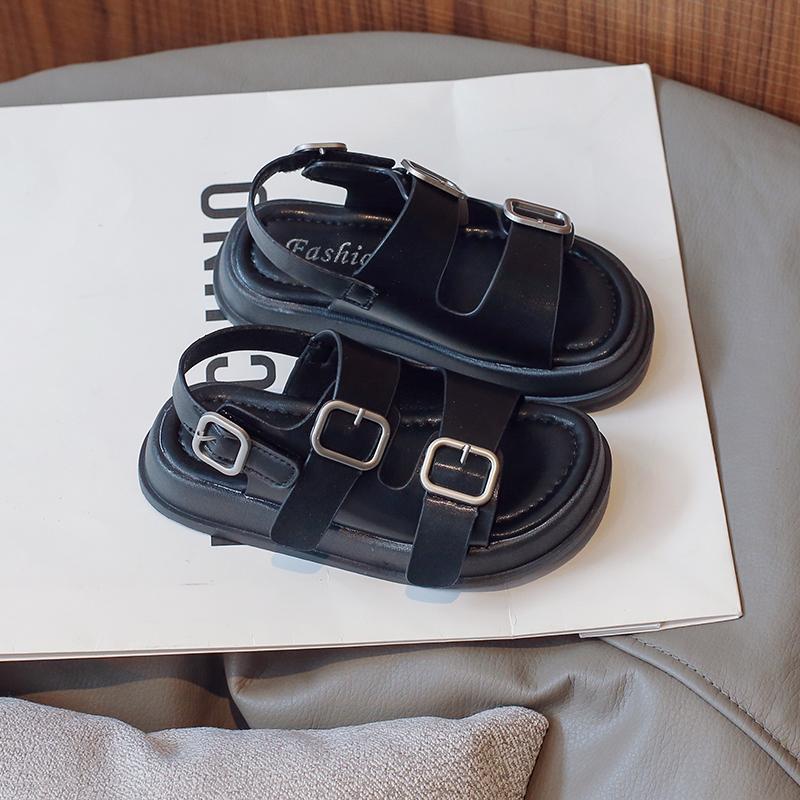 

Обувь для маленькой девочки, летняя повседневная, с круглым носком, легкая, на ремешке, для ходьбы, однотонная, удобные детские сандалии 37