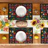 4 Buc. Set de Masă Rectangular Floral Geometric Boho Mandala din In pentru Cină