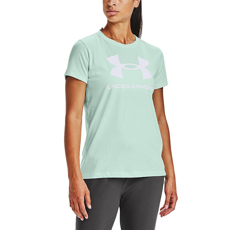 Under Armour Training Sports Casual Breathable Straight T-Shirt Women Tops Green 1356305-403