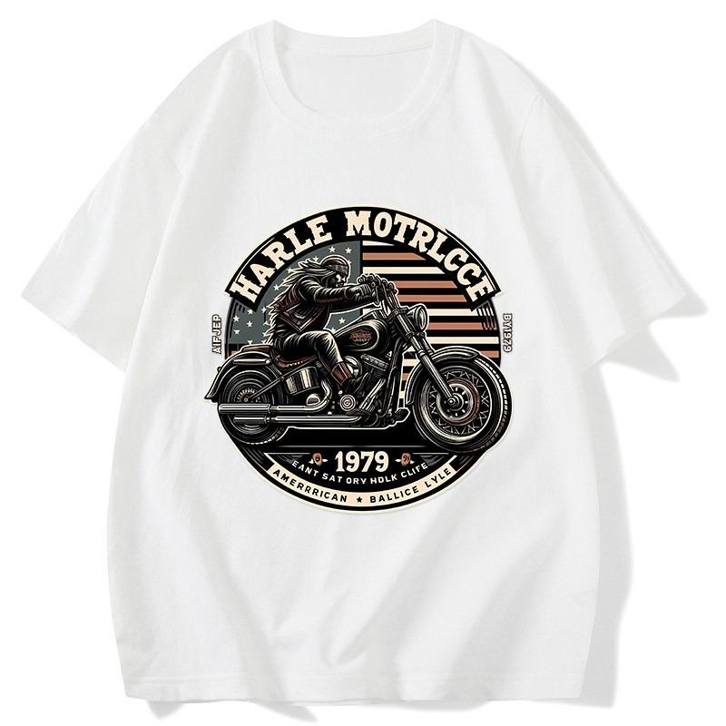 New American trendy retro street bikerstyle shortsleeved Tshirt Unisex with streetracing and gangster style made of pure cotton M
